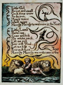 Little Girl... ilustracja z Pieśni o niewinności i doświadczeniu, (Bentley Copy L) pl.12 (Bentley 23) 1789-94 (relief akwaforta z długopisem i toaletą na papierze) autorstwa William Blake